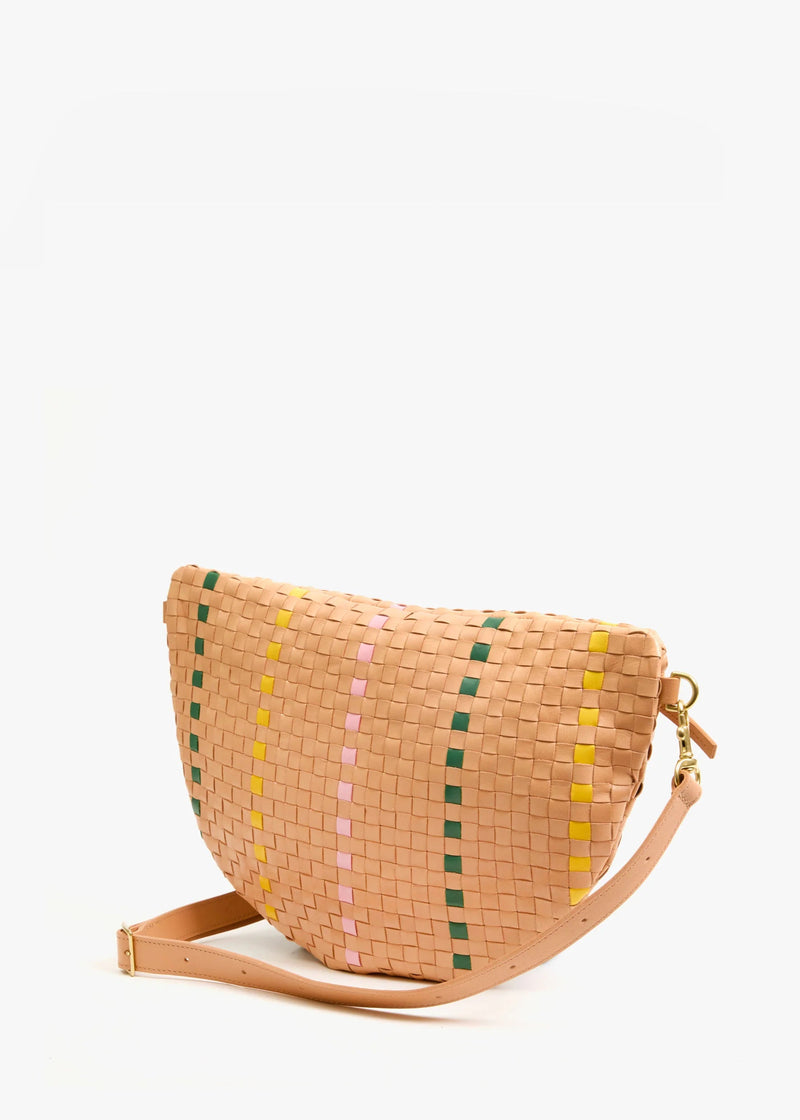 Clare V Grande Fanny Bisque Woven Checker w/ Stripe