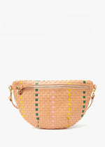 Clare V Grande Fanny Bisque Woven Checker w/ Stripe