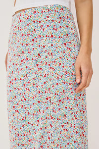 Floral patterned skirt with a neutral background