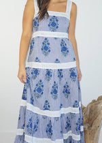 Halo Maxi Dress Navy Block Stripe