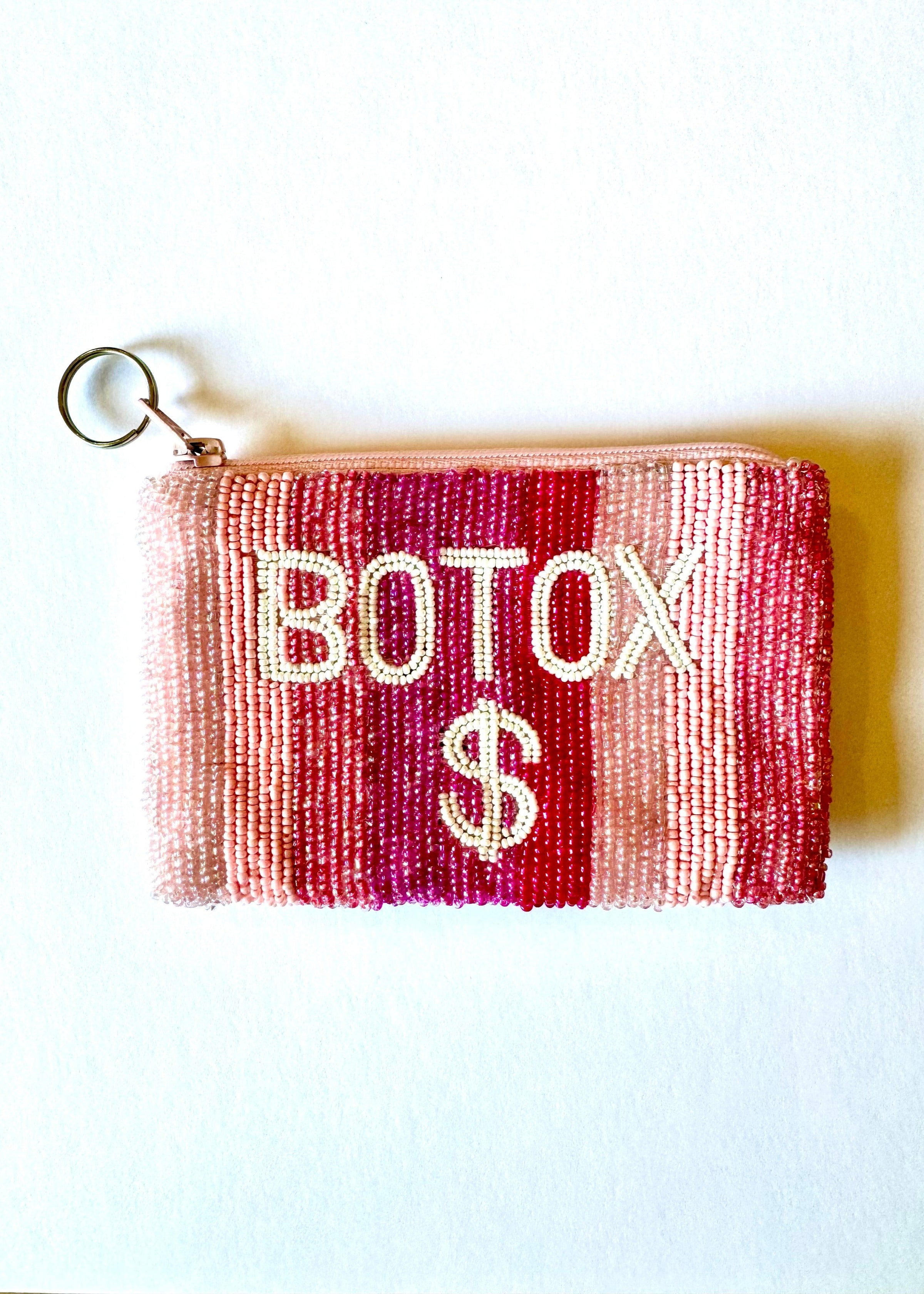 Stripe Botox $ Beaded Coin Purse