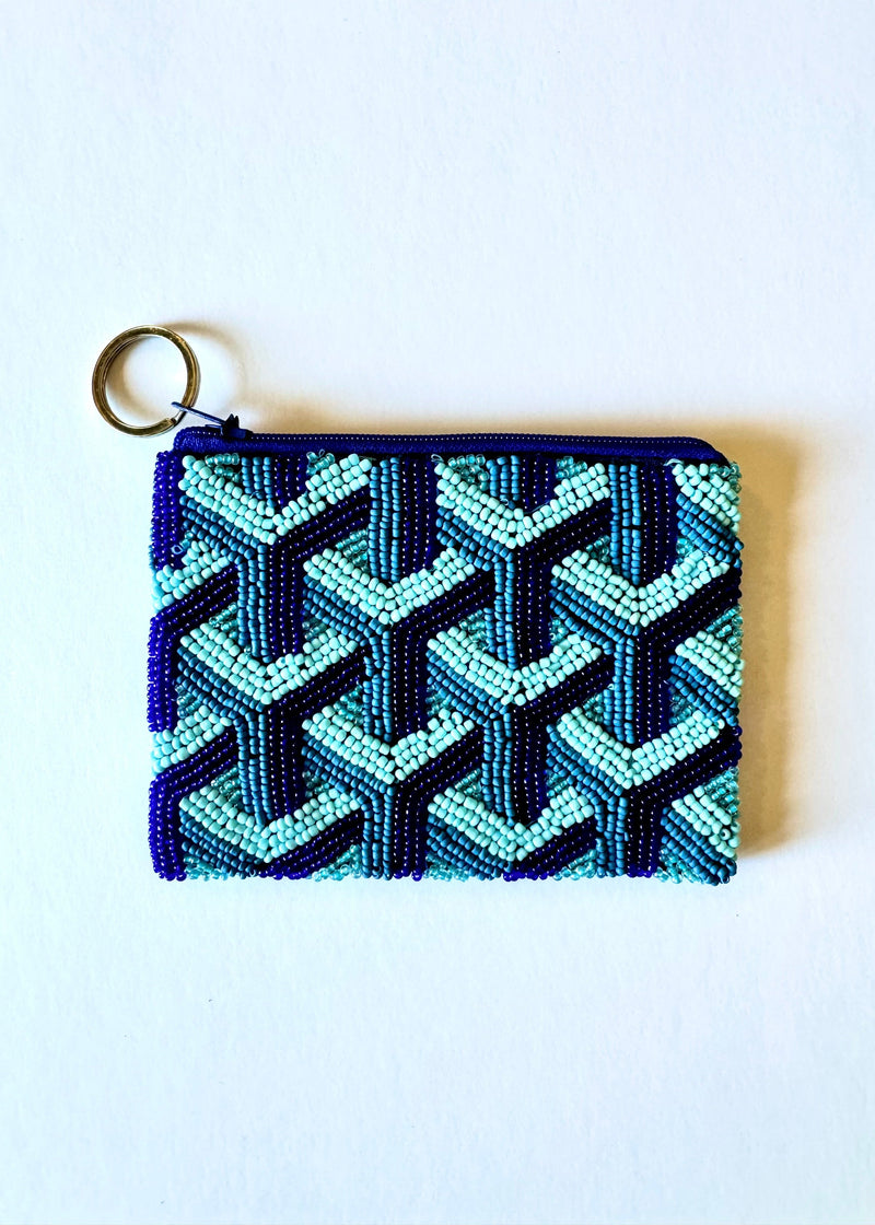 G Blue Beaded Coin Purse