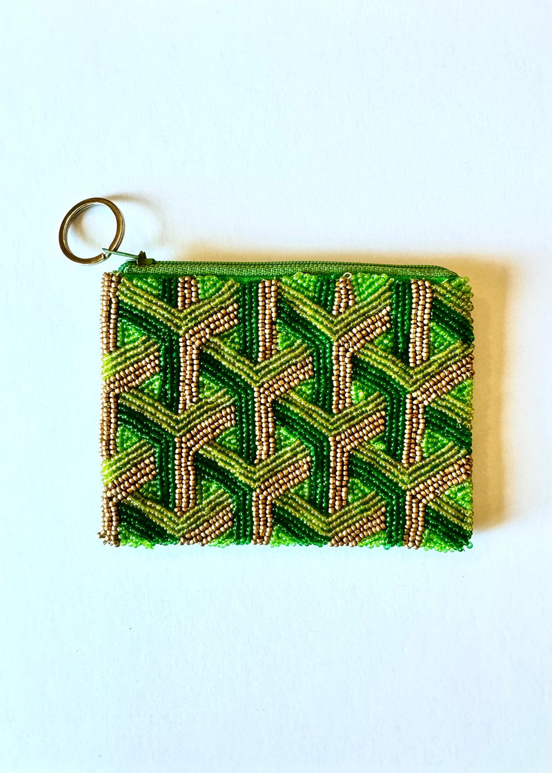 G Green Beaded Coin Purse