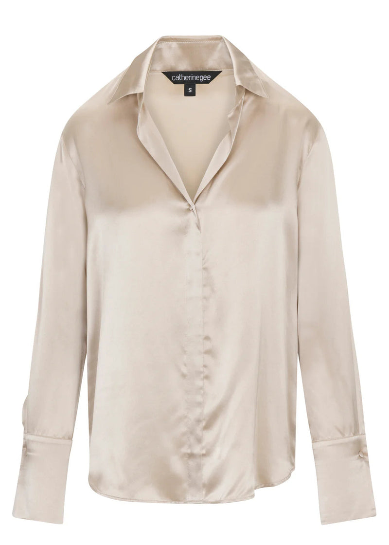 Daria French Cuff Blouse Oat Milk