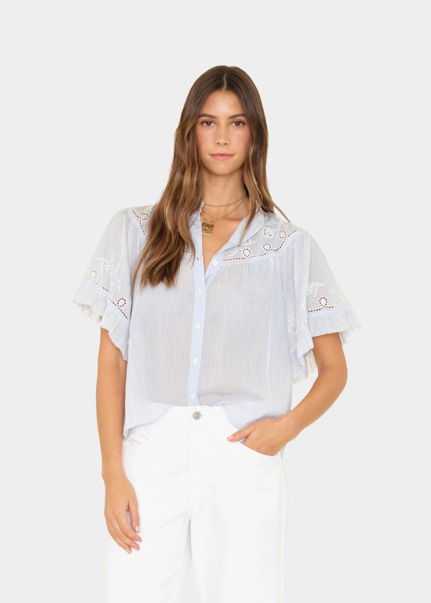 Xirena Mae Shirt Blue Stripe