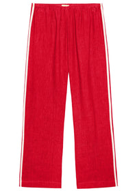 Donni Linen Crop Stripe Pant Bell Pepper