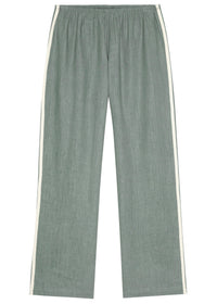 Donni Linen Crop Stripe Pant Sage