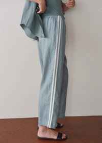Donni Linen Crop Stripe Pant Sage