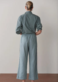 Donni Linen Crop Stripe Pant Sage
