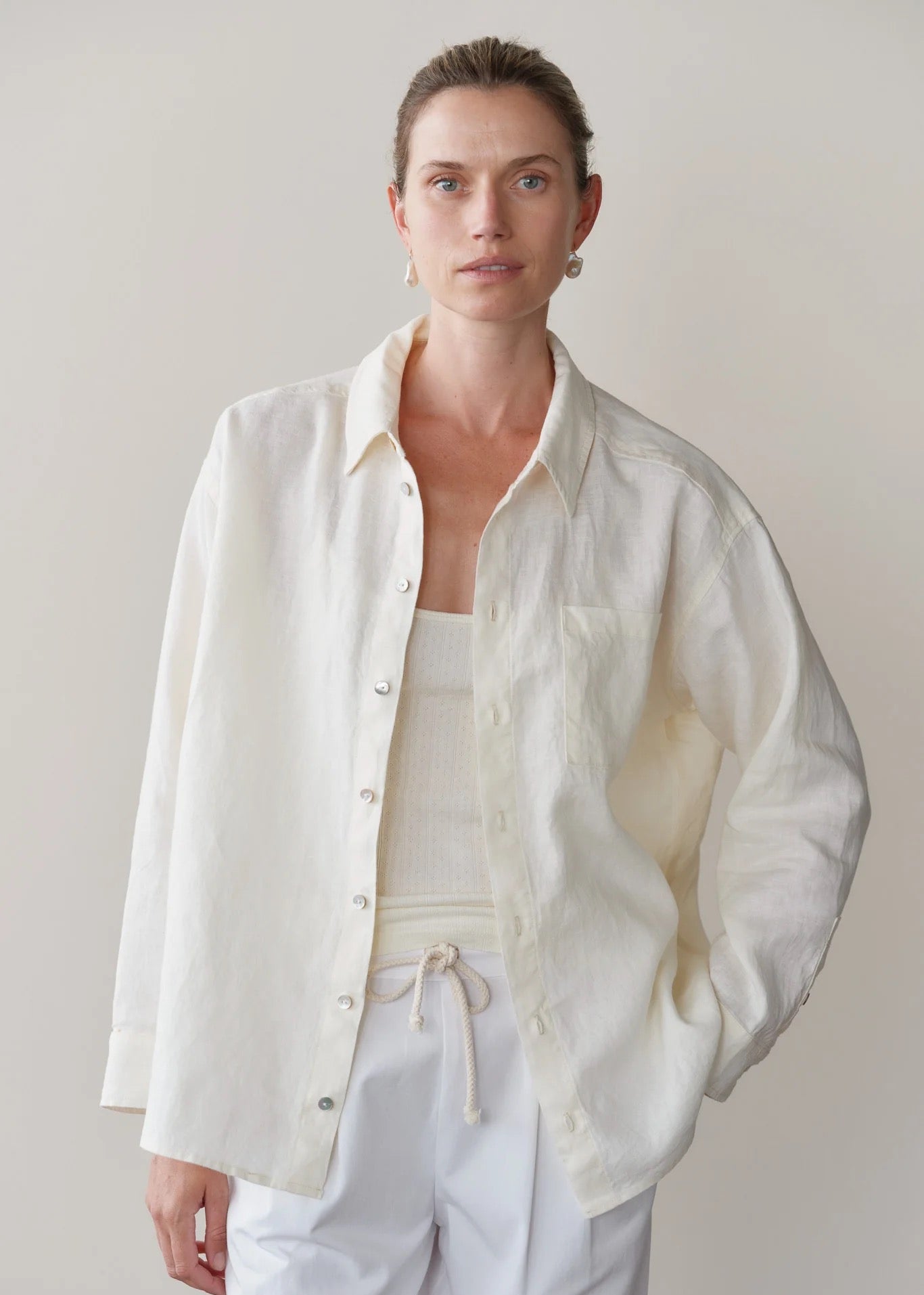 Donni Relaxed Linen Cream Shirt