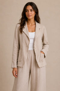 Raw Edge Blazer Sand