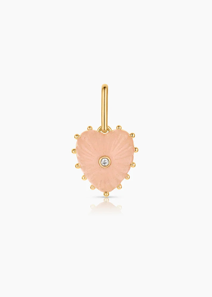 Isabel Pink Jade Heart Charm
