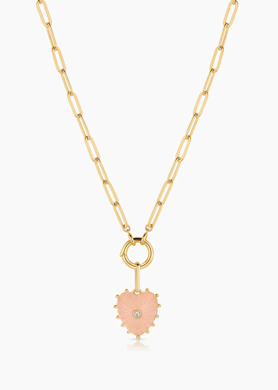 Isabel Pink Jade Heart Charm