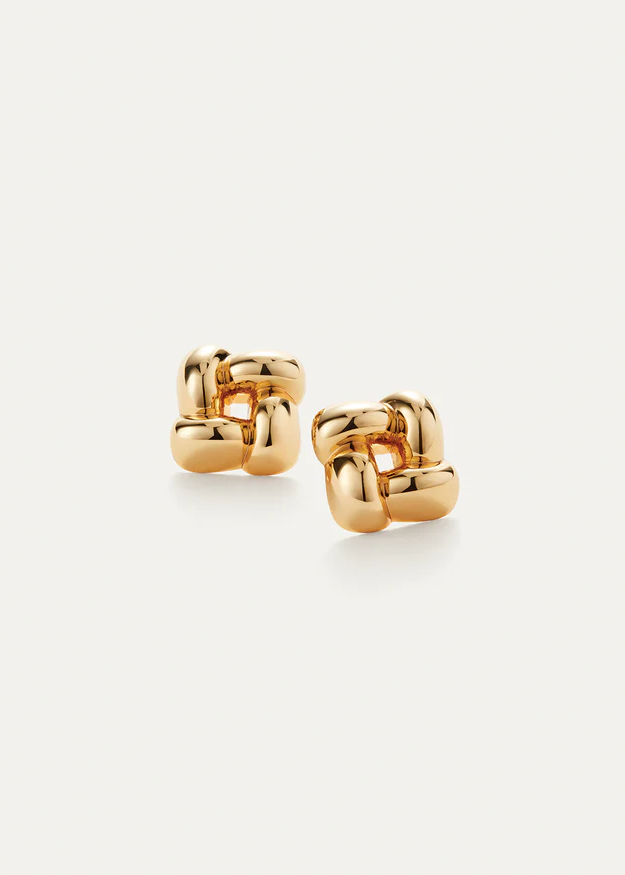 Jenny Bird Small Woven Square Earrings Gold