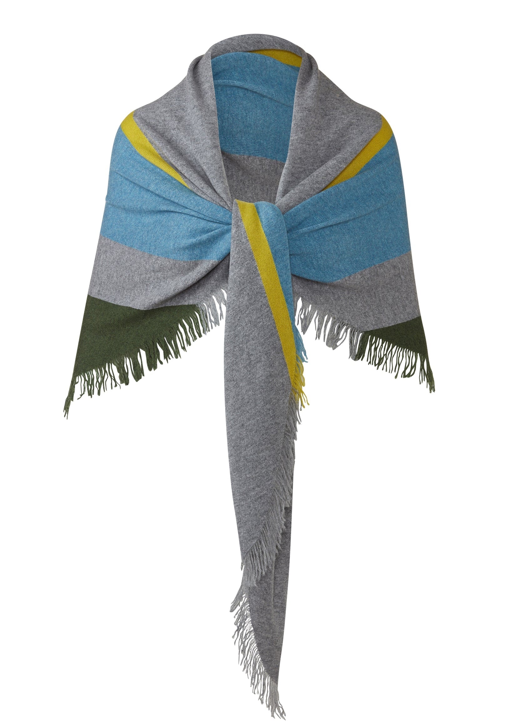 Kinross Stripe Fringe Triangle Shawl Citrine