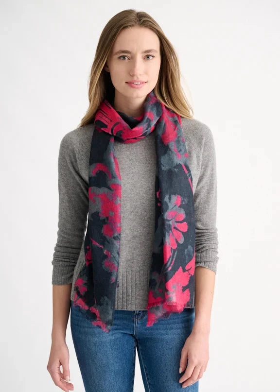 Kinross Tapestry Print Scarf Cranberry