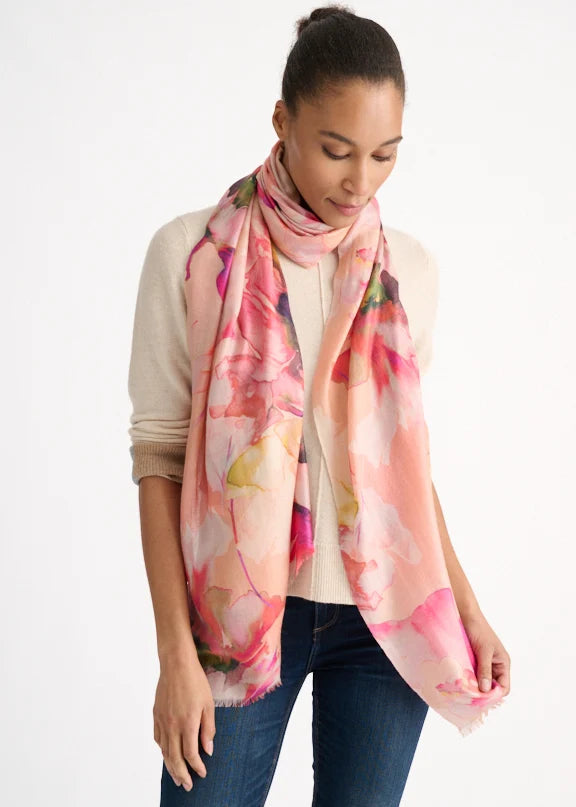 Kinross Highland Blooms Scarf Sandstone Multi
