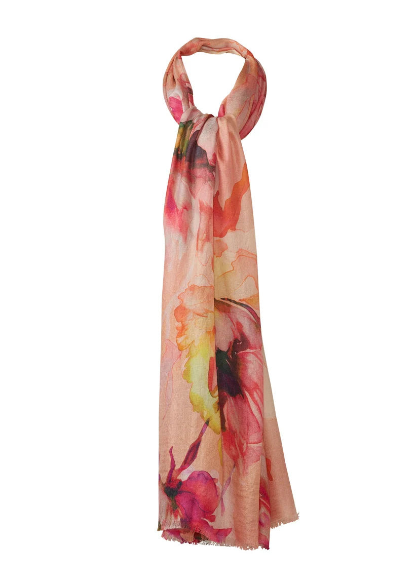 Kinross Highland Blooms Scarf Sandstone Multi