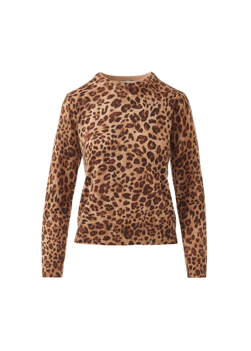 Kinross Leopard Crew Camel Multi