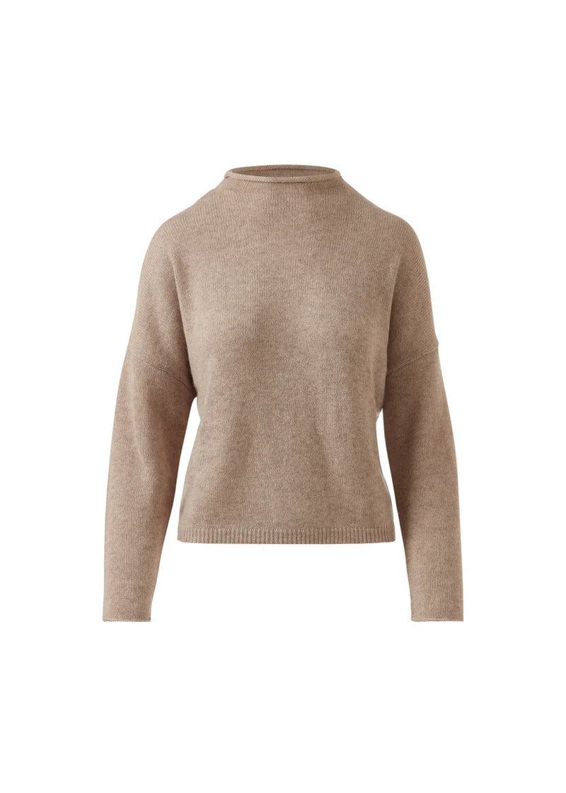 Kinross Slouchy Roll Pullover Taupe