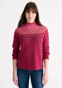 Kinross Plaited Rib Colorblock Funnel Cordovan