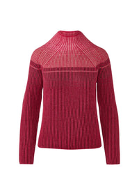 Kinross Plaited Rib Colorblock Funnel Cordovan