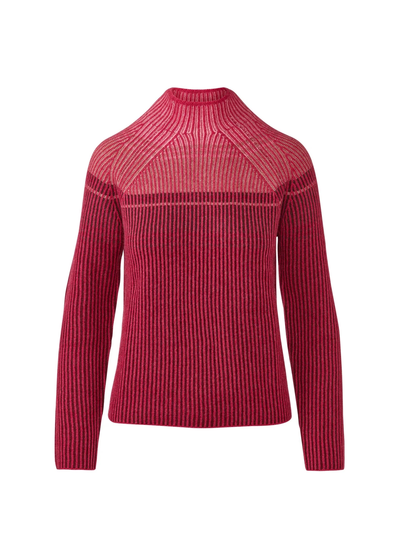 Kinross Plaited Rib Colorblock Funnel Cordovan