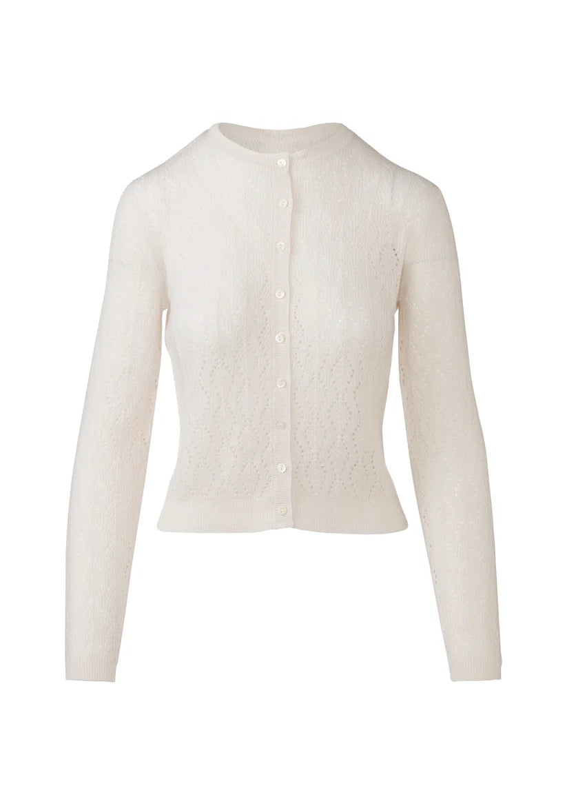 Kinross Pointelle Cardigan Ivory