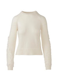 Kinross Fringe Sleeve Crew Ivory