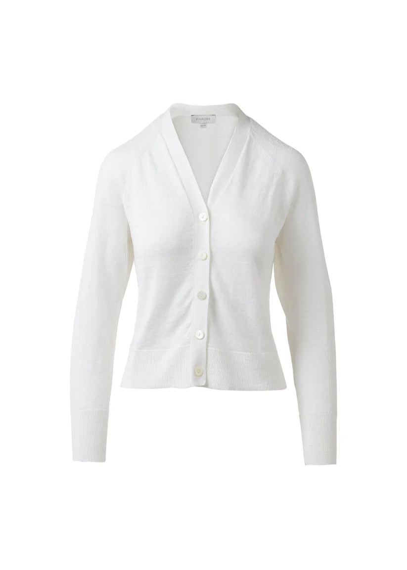 Kinross Raglan Button Cardigan White