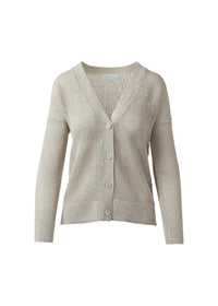 Kinross Lurex Mesh Cardigan Sandstone