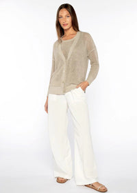 Kinross Lurex Mesh Cardigan Sandstone