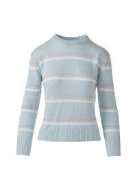 Kinross Textured Stripe Crew Crystal Multi