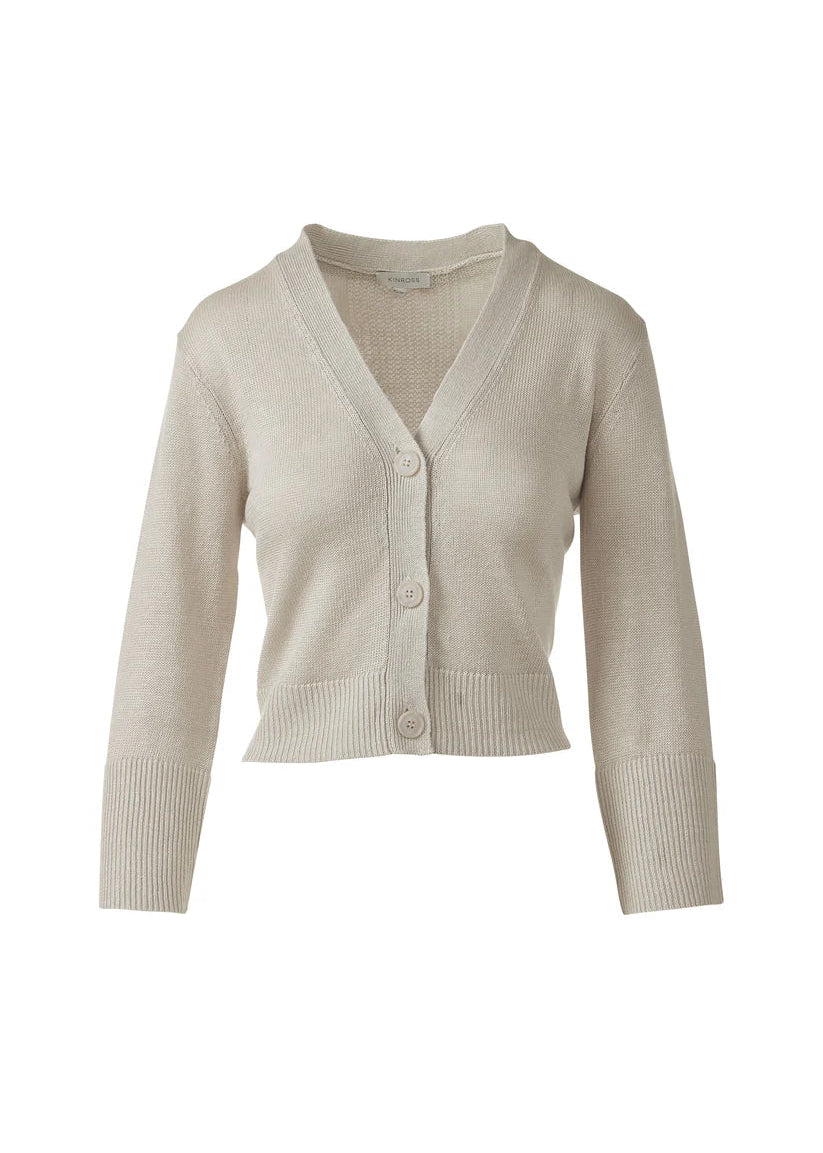 Kinross Vee Button Cardigan Pebble