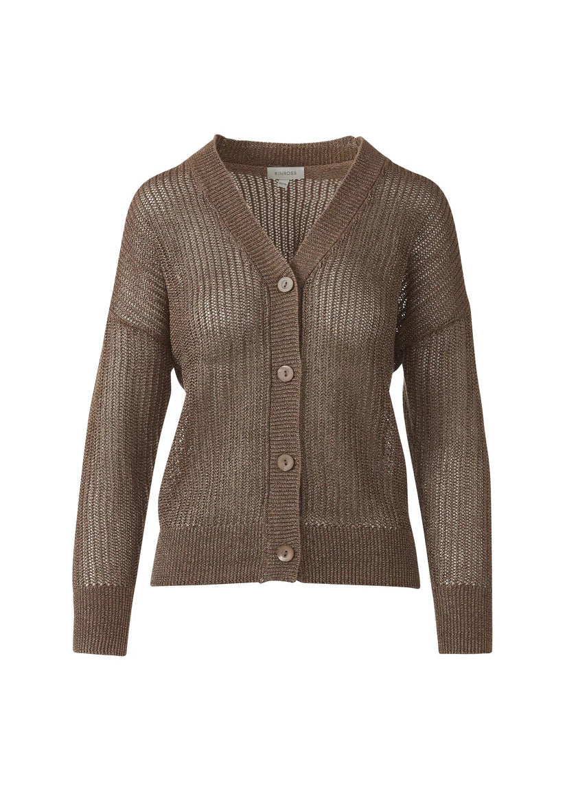 Kinross Open Texture Cardigan Saddle