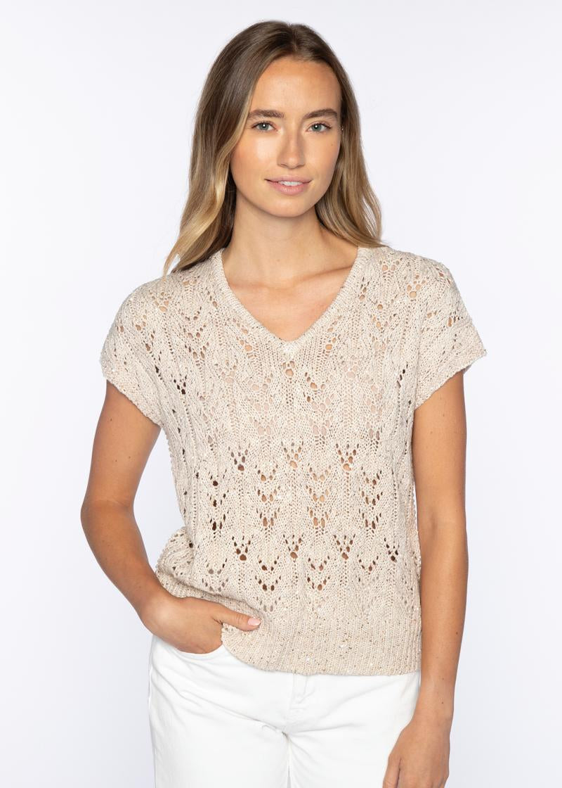 Kinross Sequin Cap Sleeve Vee Straw