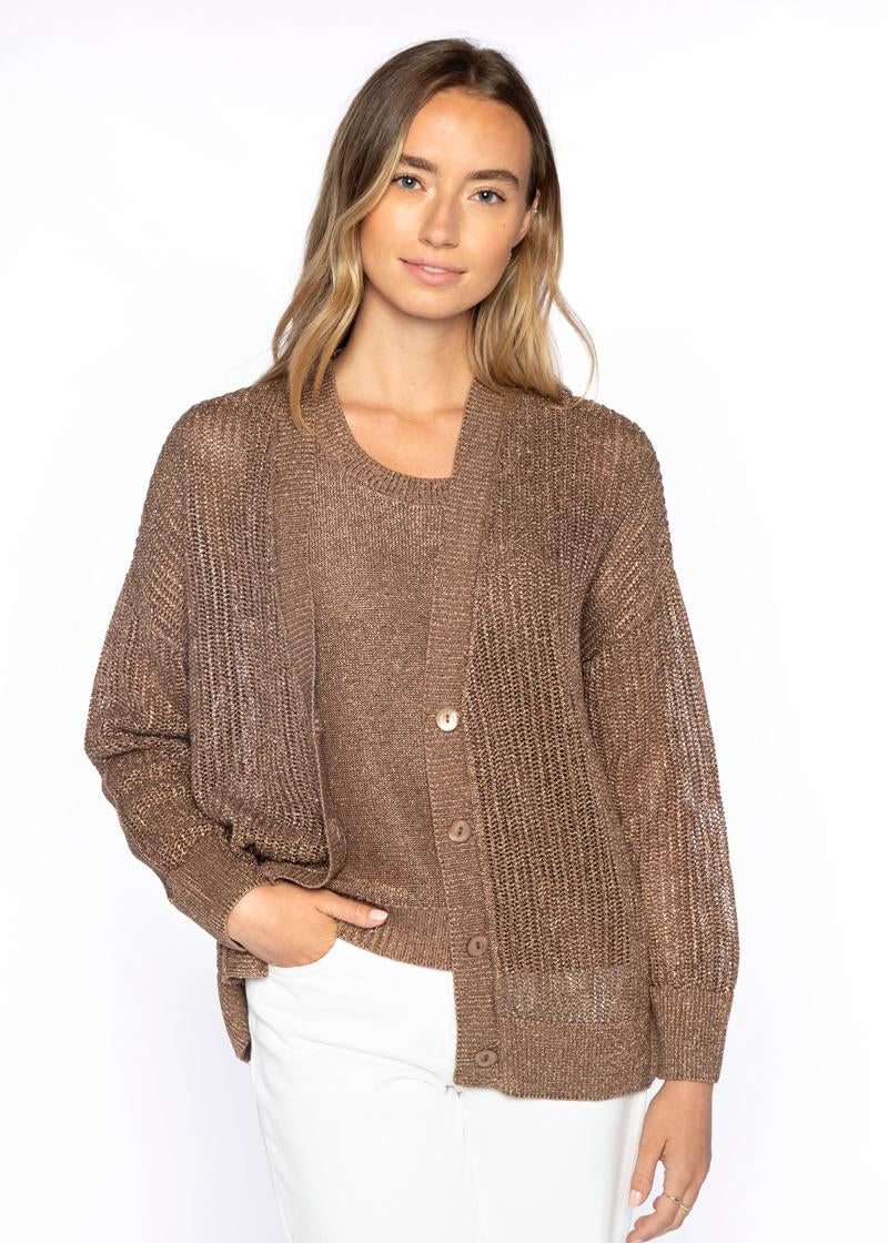 Kinross Open Texture Cardigan Saddle
