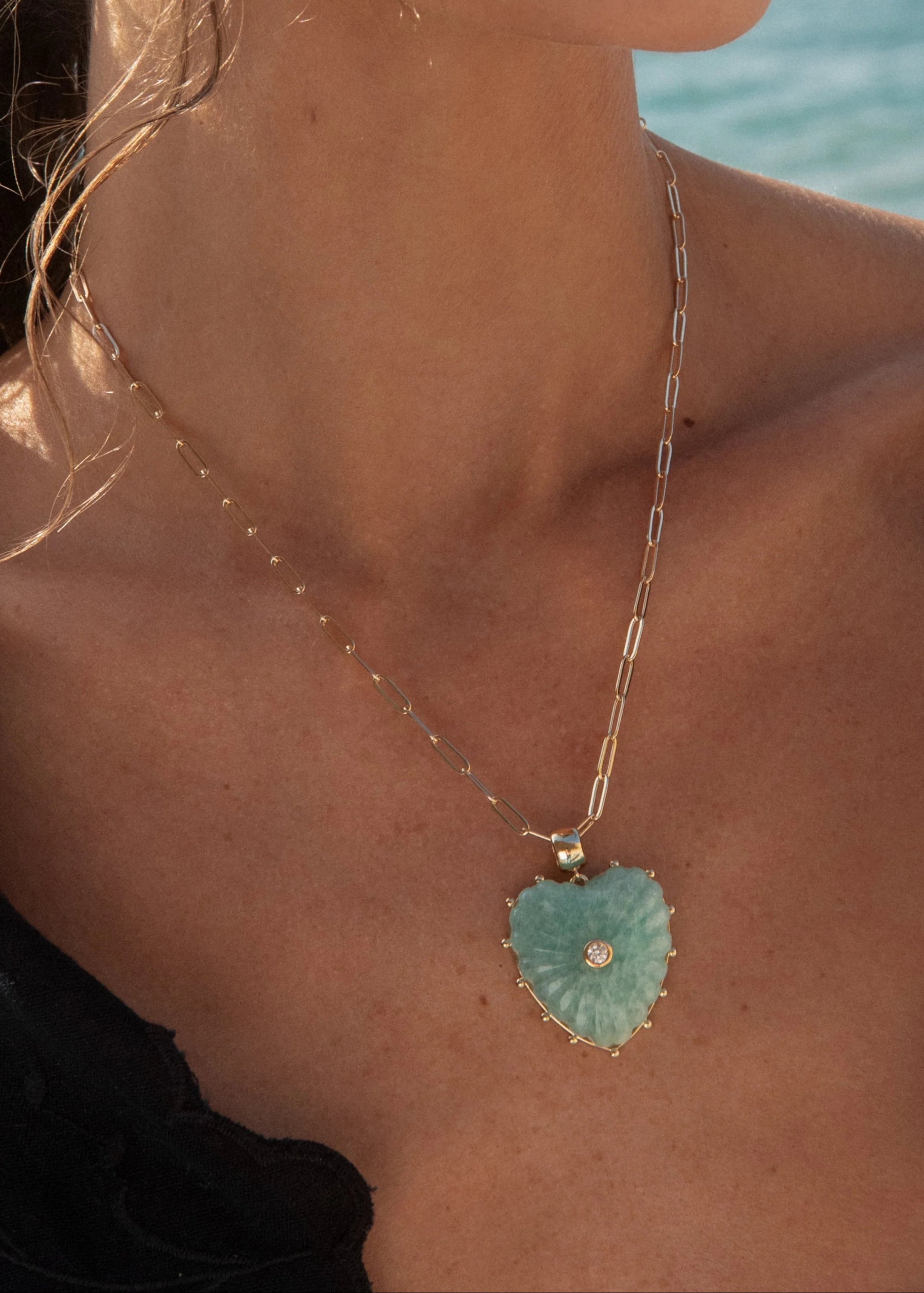 Malene Amazonite Heart Bail Charm