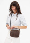 Clare V Midi Sac Black/Chocolate Leather & Suede Woven Checker