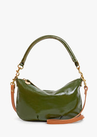 Clare V Petit Moyen Crinkle Patent Army