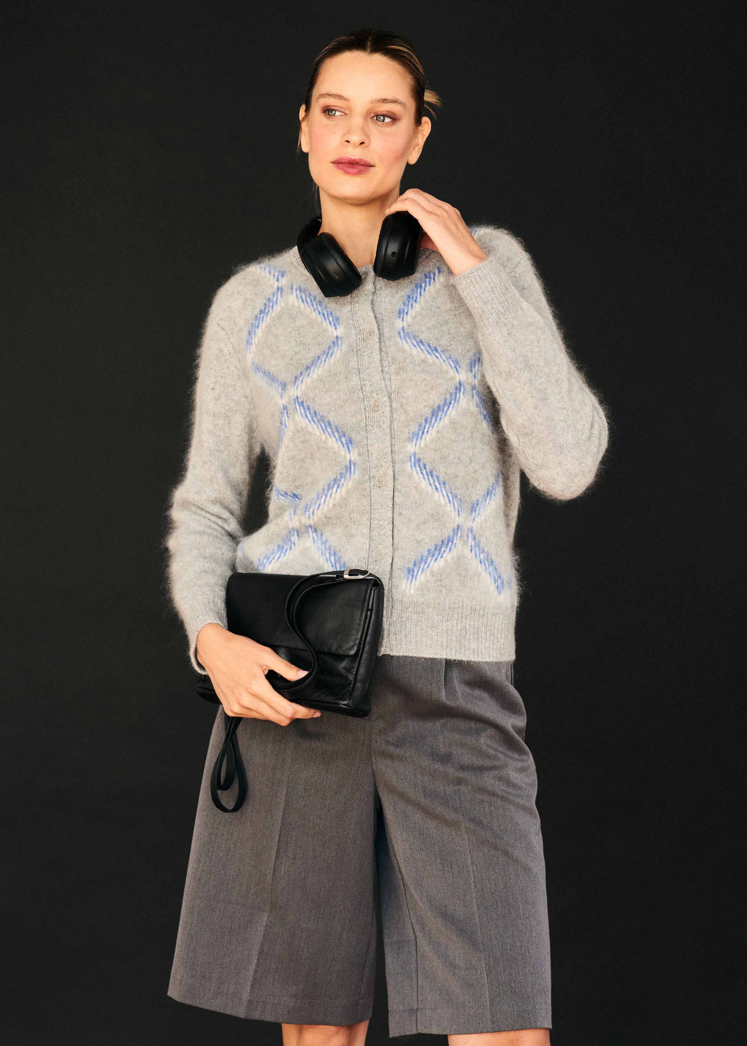 Jumper1234 Graphic Argyle Cardigan