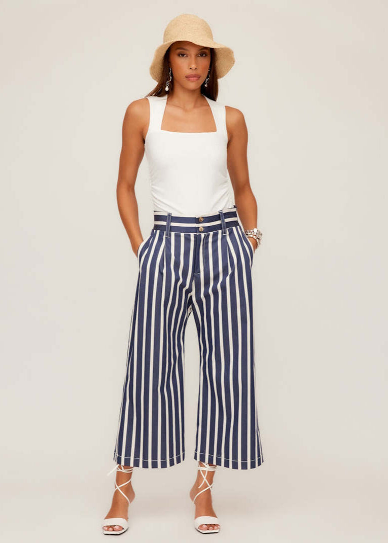 Sadie Trouser Navy & White Stripe