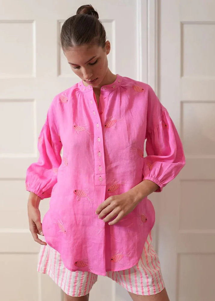 Sassafras Blouse Pink Fish