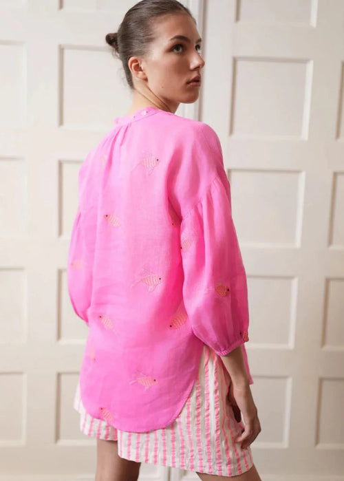 Sassafras Blouse Pink Fish