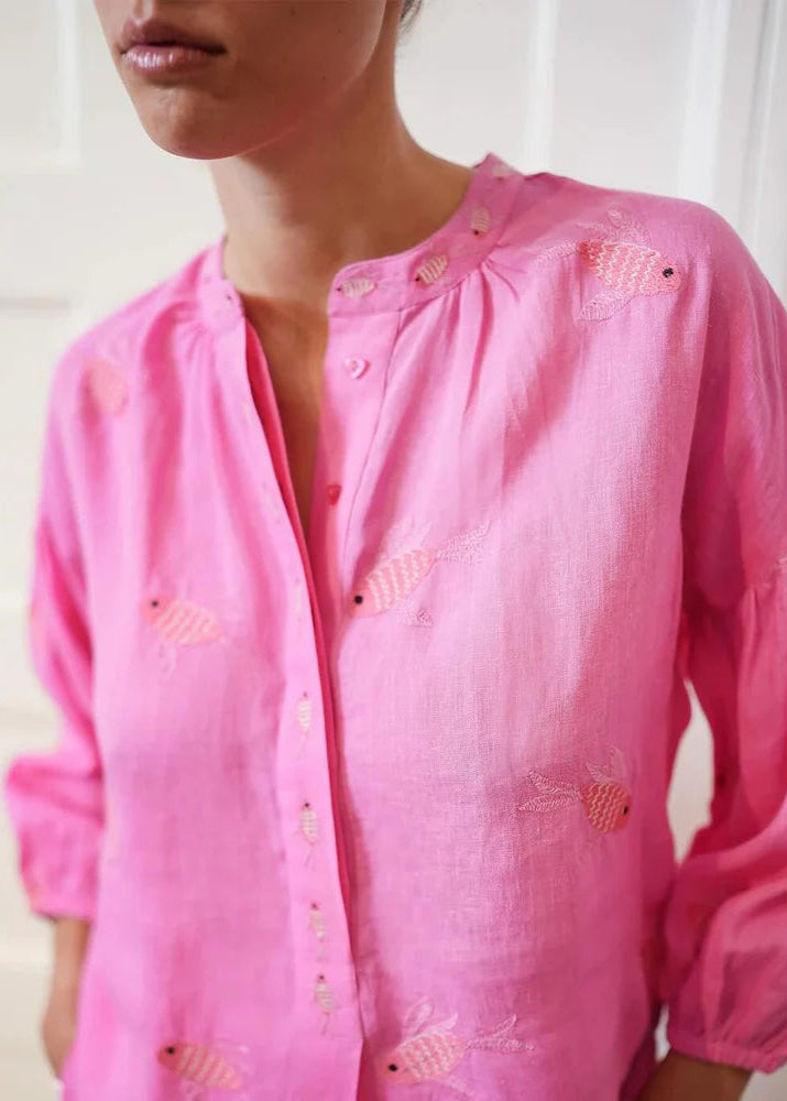 Sassafras Blouse Pink Fish