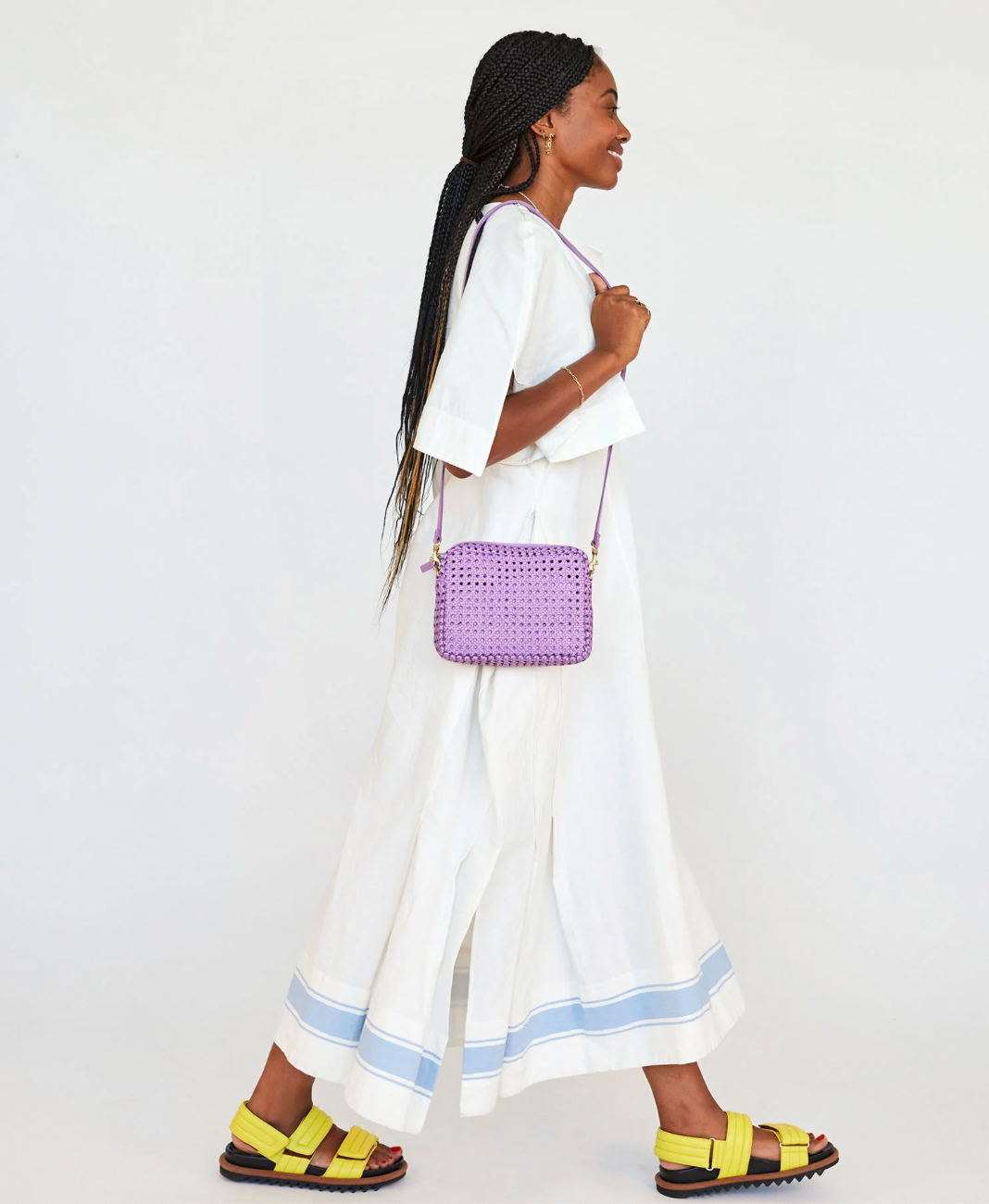 Clare V. Rattan Midi Sac in Lilac - Bliss Boutiques