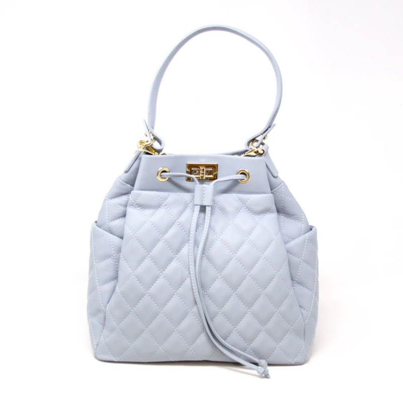 Quilted Leather Bag Light Blue