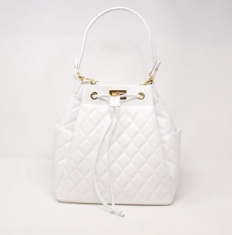 Quilted Leather Bag White