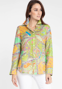 Reese Long Sleeve Luxe Linen Paisley Shirt