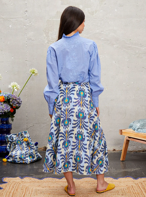 Primrose Skirt Ikat Blue